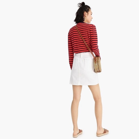 J. Crew Raw Hem Denim Skirt, White - Picture 2 of 8